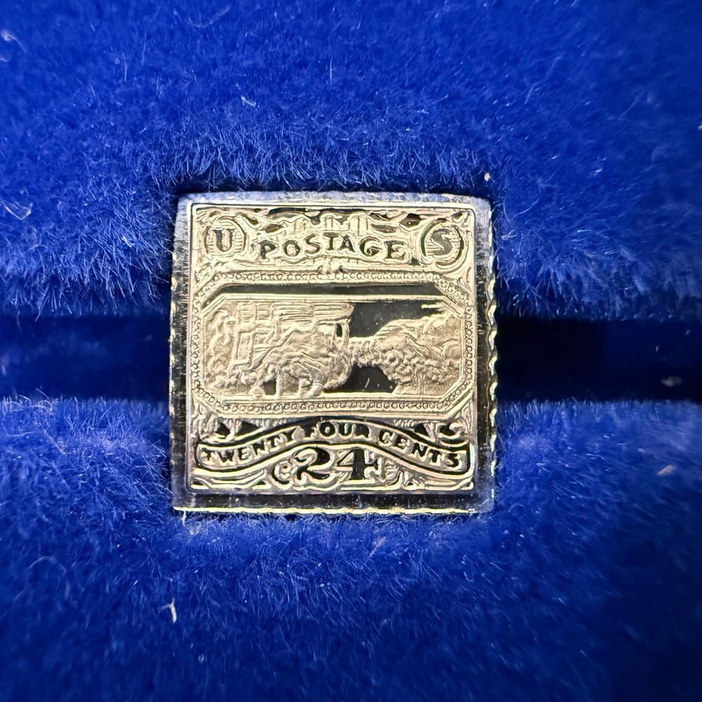 Franklin Mint 100 Greatest Stamps #4 United States 1869 Sterling 925 Miniature